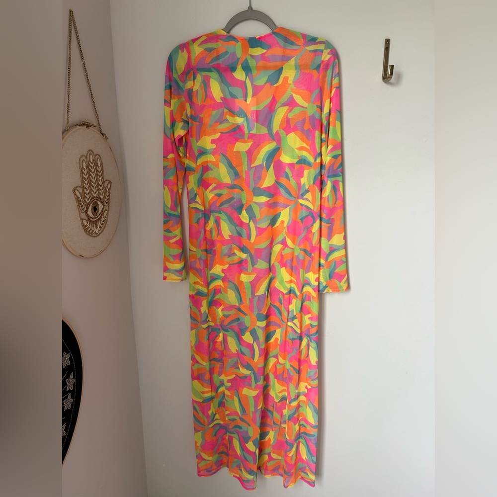 Show me your Mumu mesh neon abstract printed maxi cover up dress - Picture 5 of 5